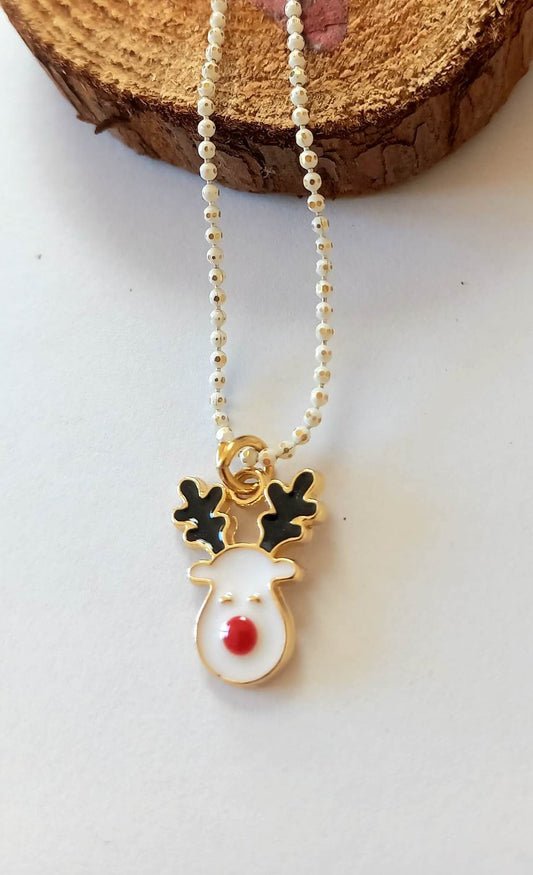 Χειροποίητο κολιέ με αλυσίδα και μοτίφ τάρανδο