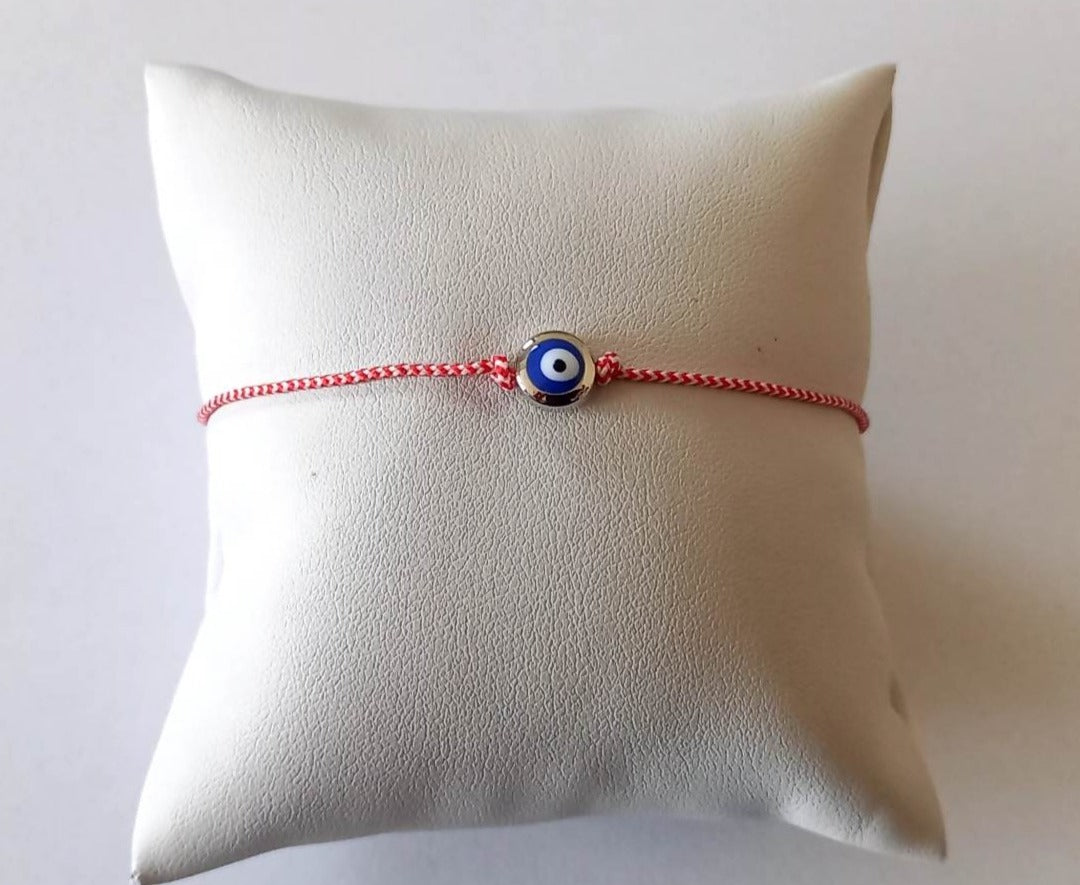 Χειροποίητο μαρτάκι με κορδόνι και μάτι με μπλε σμάλτο