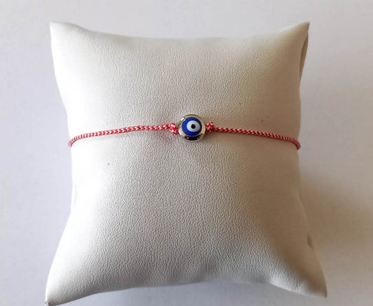 Χειροποίητο μαρτάκι με κορδόνι και μάτι με μπλε σμάλτο